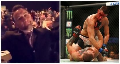 Watch: Frankie Edgar could hardly contain himself when Conor McGregor tapped out to Nate Diaz