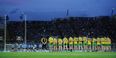 WATCH: Emotional scenes in Croke Park as rival fans come together to remember Buncrana tragedy