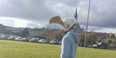 PIC: This Junior B goalkeeper is very inappropriately dressed for a local club game