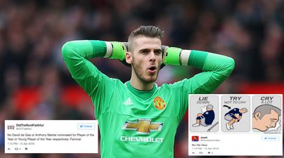 Manchester United fans can’t abide David De Gea’s Player of the Year snub