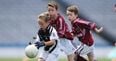 Classic GAA picture of the big lad marking the wee lad in the Galway Féile is hilarious