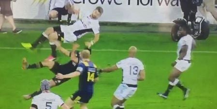 Super Rugby star red carded for tackle that saw opponent land on his neck