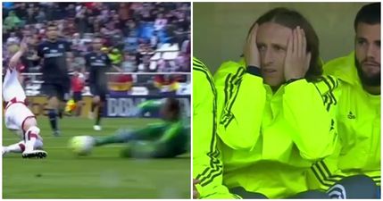 WATCH: Luke Modric’s entirely appropriate reaction to this studs-up Keylor Navas challenge