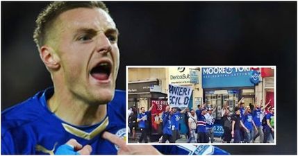 WATCH: Italian football fans swarm streets of Leicester to salute Jamie Vardy