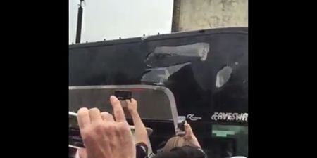 West Ham Ham fans pelt Manchester United team bus with bottles