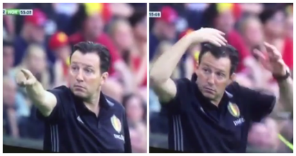 WATCH: Marc Wilmots has a very distinguishable way of signalling for Marouane Fellaini