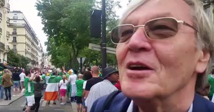 VIDEO: Bemused Austrian man reacts to Irish hooley on the streets of Paris