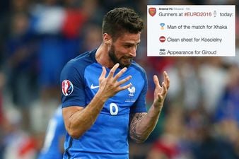 Arsenal fans mock club’s Twitter for praising Olivier Giroud’s France ‘appearance’