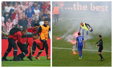 Chaos in France as flare thrown by Croatia fans explodes in steward’s hand