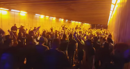 WATCH: French policeman can’t move Irish fans so joins in the singing instead