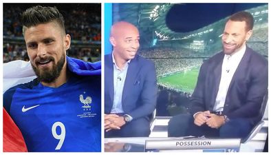 Rio Ferdinand and Thierry Henry couldn’t stop themselves from laughing at Olivier Giroud’s lack of pace