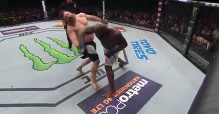 VIDEO: Can somebody please explain to us how Roy Nelson stayed conscious after this right hand?