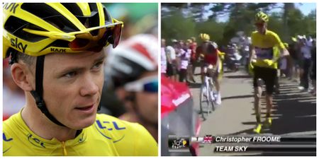 Incredible scenes as Chris Froome abandons bike and runs up a mountain at the Tour de France