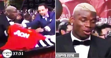 Watch: How Pogba reacted to being given a Manchester United shirt live on TV