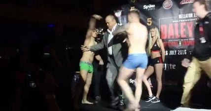 WATCH: James Gallagher and Mike Cutting dragged apart after heated Bellator 158 weigh-ins