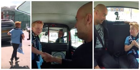 Watch: Pep Guardiola does his own bit of Carpool magic when he joins a young Manchester City fan for taxi ride