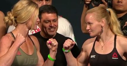 WATCH: The staredown between Holly Holm and Valentina Shevchenko was almost uncomfortably long