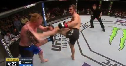 WATCH: Nikita Krylov proves when foot meets neck, lights go out