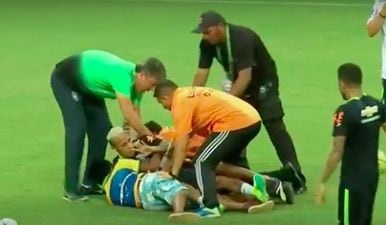 Brazil fans tackled Neymar to the ground during a recent training session