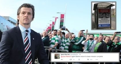 Celtic fans had great fun with Joey Barton’s first tweet since Rangers’ crushing defeat