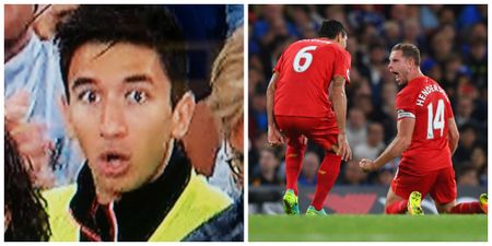 Marko Grujic’s reaction to Jordan Henderson’s wonderstrike against Chelsea was priceless