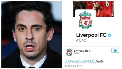 Gary Neville slams Liverpool Twitter account as ’embarrassing’ for mocking Manchester United