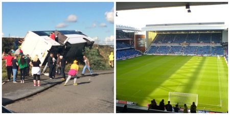 Police confirm a man has died after a Rangers supporters’ bus crashed on the way to the match