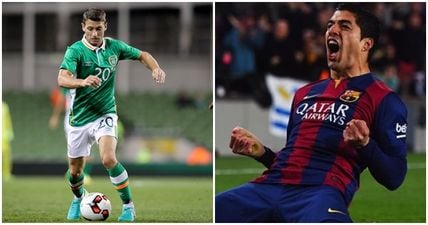 Luis Suarez will get to share the same pitch as Wes Hoolahan in Dublin next year