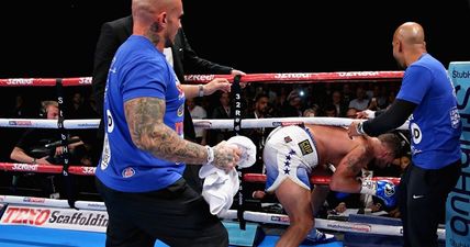 Tony Bellew restrained as he tries to confront David Haye before he delivers a cracking interview