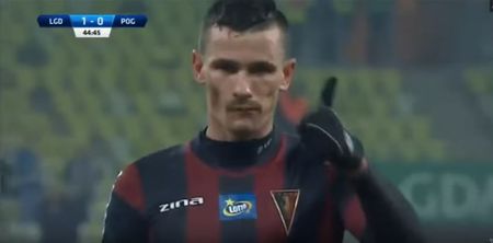 WATCH: Polish footballer reacts perfectly to getting struck with chocolate bar at crucial moment