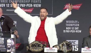 PICS: There was a very poignant reason for Conor McGregor’s outrageous press conference outfit