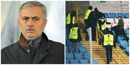 Vastly outnumbered Zorya supporter ‘tries to attack Manchester United fan’ in empty stadium