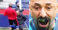 WATCH: Heurelho Gomes thrusting his groin into Watford trainer’s face is an unnerving sight