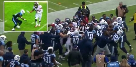 WATCH: Potential career-ending cheap shot sparks mass NFL brawl