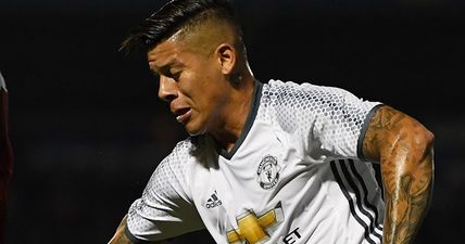 Marcos Rojo continues to make enemies as he hurls himself into another two-footed challenge