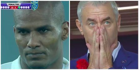 WATCH: Florent Malouda and Ian Rush star in one of the great penalty misses