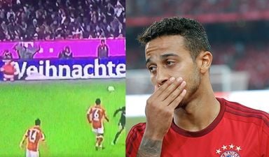 WATCH: The awkward moment Thiago Alcantara tried to pass the ball to Santa Claus