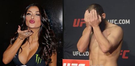 WATCH: Did UFC ring girl Arianny Celeste score a low blow on Johny Hendricks at weigh-ins?