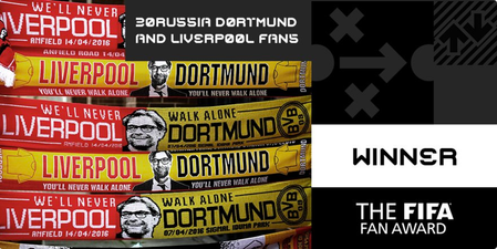 WATCH: FIFA honoured Liverpool and Dortmund fans last night for this spine-tingling moment