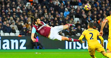 Everyone is left stunned after Andy Carroll scores a scissor-kick volley Zlatan Ibrahimovic would be proud of