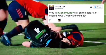 No-one could believe how Conor Murray stayed on the pitch after this hefty knock