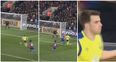 Seamus Coleman scores from an acute angle to win the game for Everton