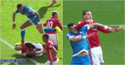 Absolute madness at Old Trafford as Zlatan Ibrahimovic avoids red card for exacting brutal revenge