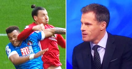 Jamie Carragher has a very surprising reaction to Zlatan Ibrahimovic’s unpunished elbow