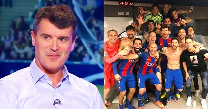 Roy Keane may not approve of Barcelona’s celebration photo, but he’ll appreciate one player’s sneaky message