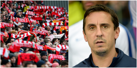 Liverpool fans couldn’t hide their disgust at Gary Neville’s and Martin Tyler’s commentary