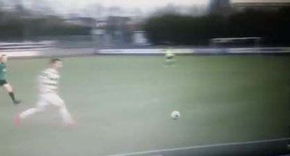 Not even the goalkeeper’s positioning could ruin this Castlebar Celtic wondergoal