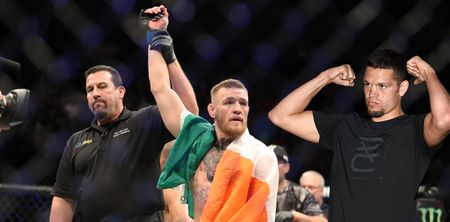 Nate Diaz wasn’t supposed to be at Conor McGregor’s history-making victory, but he found a way