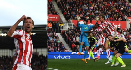 Peter Crouch appears to see the funny side to his controversial goal against Arsenal