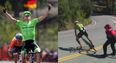 Truly shocking moment a clearly concussed cyclist helped to carry on with race after crash